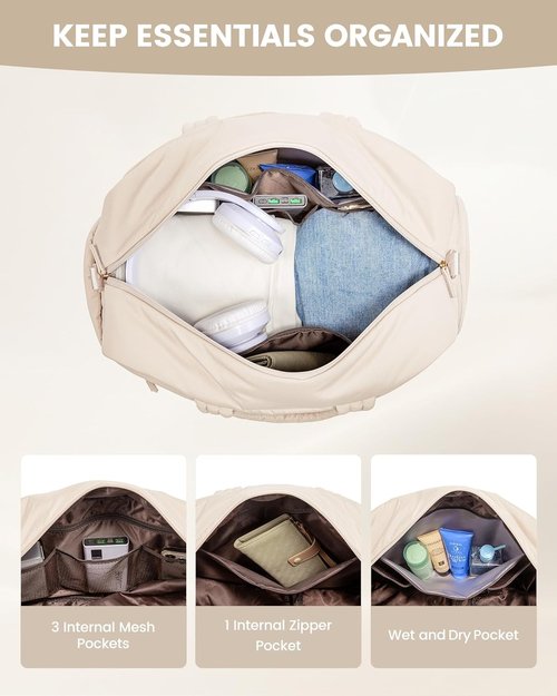 LOVEVOOK Travel Duffel Bag - Water-Resistant Gym Bag with Shoe Compartment & Wet Pocket - Stylish Weekender