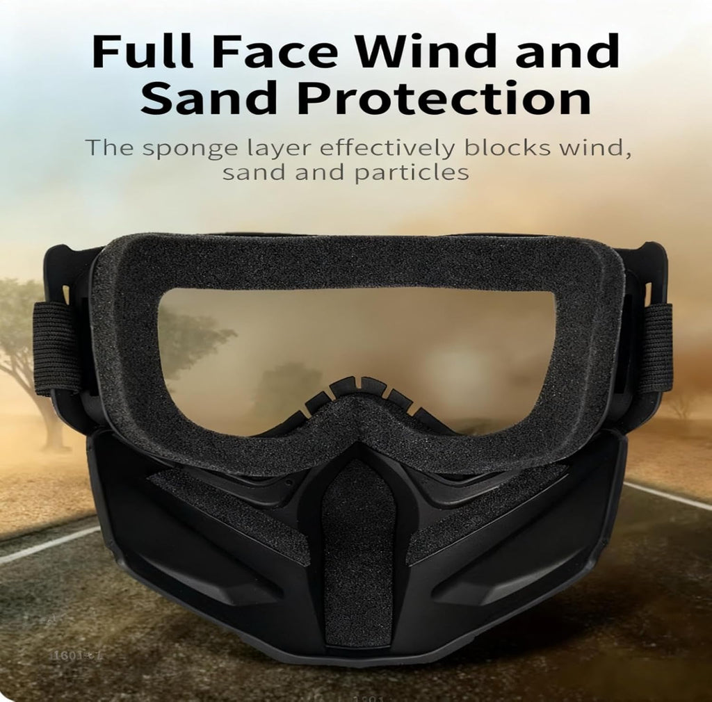 Skiennix Motorcycle Helmet Goggles - Windproof, Dustproof, UV Protection | 2 Set with Removable Face Mask