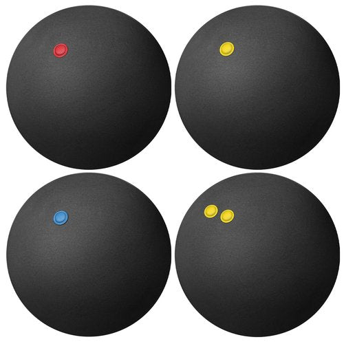 Toddmomy 4 Pcs Squash Balls, Double Yellow Dots, Single Yellow Dots, Single Red s, Blue, Sports Squash Ball High Bounce Squash Ball for Beginners and Training