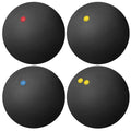 Toddmomy 4 Pcs Squash Balls, Double Yellow Dots, Single Yellow Dots, Single Red s, Blue, Sports Squash Ball High Bounce Squash Ball for Beginners and Training