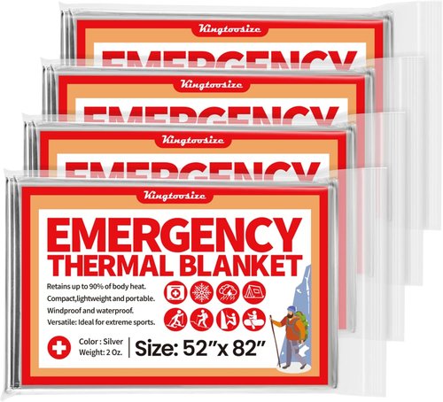 Emergency Thermal Blanket - Mylar Space Survival Kit | 4-Pack for Ultimate Protection