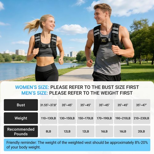 ROBORE Weighted Vest, 8lb/12lb/16lb/20lb Weight Vest with Reflective Stripe for Workout, Body Weight Vests for Women, Men, Strength Training, Running, Fitness, Weight Loss, Weightlifting (12LB)