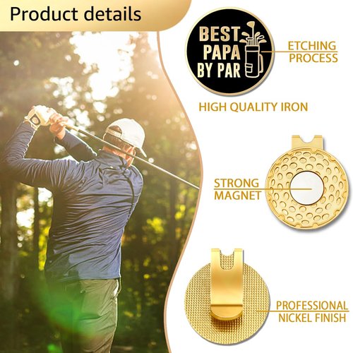 GEYGIE Best Papa by Par Black Gold Golf Ball Marker with Magnetic Hat Clip, Golf Accessories for Men, Golf Gift for Grandpa from Granddaughter Grandson, Birthday Retirement Gift for Grandpa?B?