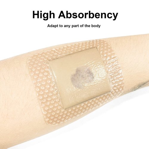 Carbou Silicone Foam Dressing with Gentle Border,4"x4" Adhesive Waterproof and High Absorbency Square Wound Care Dressing Bandage for Pressure Sore, Leg Ulcer, Diabetic Ulcer,10 Pack