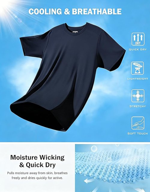 KINGFEN Men's UV Sun Protection Shirt - UPF 50+ Quick Dry Athletic T-Shirt | Performance Top