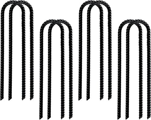 Gtongoko Heavy-Duty Rebar Stakes - U Hook Ground Anchors for Camping Tents | 12-Inch Curved Steel Garden Support (8-Pack)