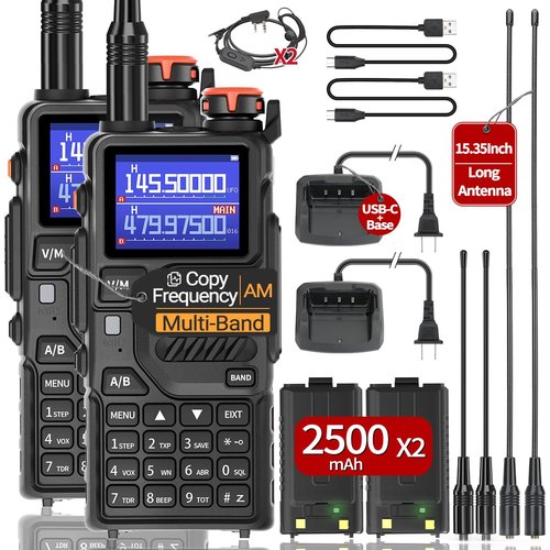 Baofeng Radio Ham Radio K5Plus 10W Long Range Handheld NOAA Weather Receiver UV32 5RM Rechargeable Two Way Radio Walkie Talkie for Adults with USB-C Charging for Survival Gear Hunting,2Pack