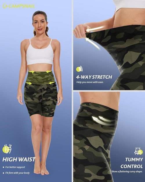 CAMPSNAIL Biker Shorts for Women - High Waisted Tummy Control with Pockets | Available in 3"/5"/8" Sizes