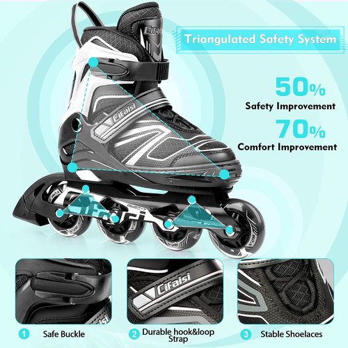Inline Skates for Kids and Adults, Adjustable Roller Skates Blades for Adult Women Men Girls Boys with Light Up Wheels, Perfect for Indoor Outdoor Backyard Skating
