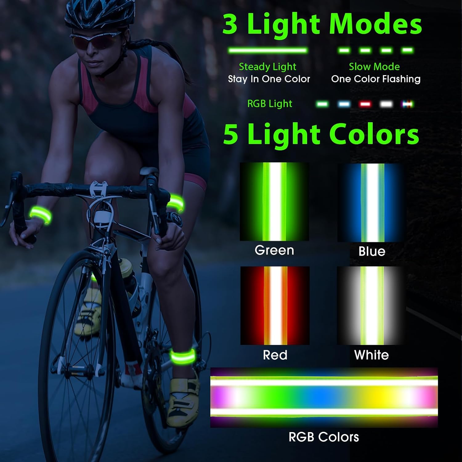Skiennix LED Armband - Rechargeable & Adjustable Running Lights | High Visibility Safety Gear for Night Activities