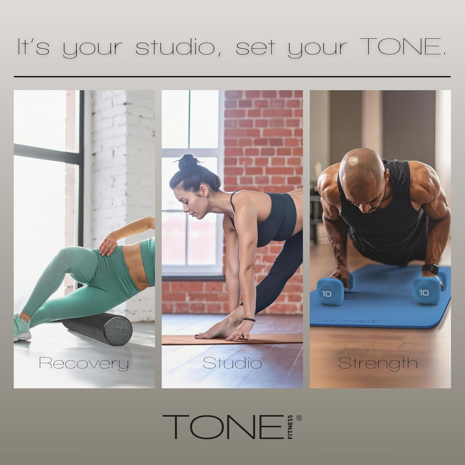 Tone Fitness High Density EPP Foam Roller - Ideal for Yoga, Pilates, Stretching & Recovery | Various Sizes & Colors
