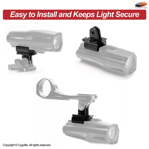 Cygolite Light Adapter for Cygolite Velocity, Ranger, Expilion, Metro, and Streak Series Bicycle Headlights Fits On GoPro Compatible Mount - Genuine Cygolite Mount