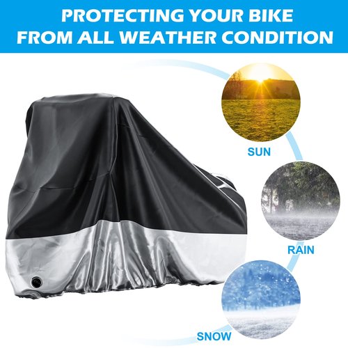 MOPHOTO Adult Tricycle Cover for Outdoor Storage, Waterproof Bike Cover for Adult Trikes, UV-Resistant Trike Covers with Lock Hole, Elastic Hem, Buckle Strap & Storage Bag