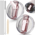 ANTAND 40oz Flip Straw Leak Proof Lid for Stanley Cup Accessories, 2 Pack No Spill Lid Replacement 40 oz Tumbler Detachable Cover Topper for Stanley Protour Lids(Quartz,Quartz)
