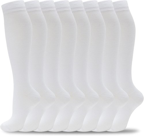Momoya Compression Socks - Knee High Circulation Support for Men & Women | 8 Pairs for Nurses, Running & Travel