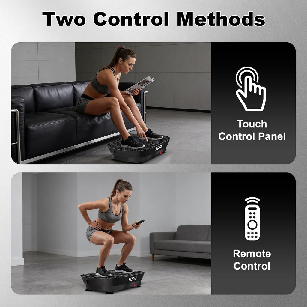 ROTAI Vibration Plate Exercise Machine - Full Body Fitness Platform for Weight Loss & Fat Burning | Adjustable Shake Plate in Black