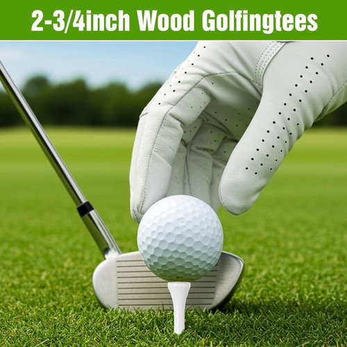 zisiueel 600 Pack Golf Tees Bulk Wooden Bamboo Tees Decoration for Men Women Clubs Golf Ball Theme Party Accessories School Supplies Reduce Friction Side Spin for Club (White,Solid)