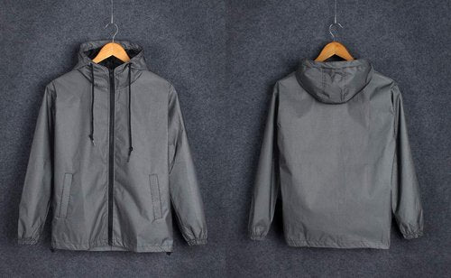 LZLRUN Reflective Jacket Casual Hiphop Windbreaker Night Sporting Coat Hooded Fluorescent Clothing (M)