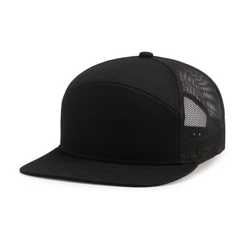 Pacific Headwear 6-Panel Arch Trucker Snapback Cap, Black, OS