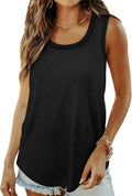 Saloogoe Women's Tank Tops - Summer Loose Sleeveless Design with Ribbed Trim | Scoop Neck, Curved Hem