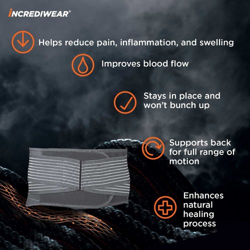 Incrediwear Back Brace - Back Support Brace for Back Pain Relief from Muscle Pain, Sciatica or a Herniated Disc, Everyday Lower Back Lumbar Support (Large)