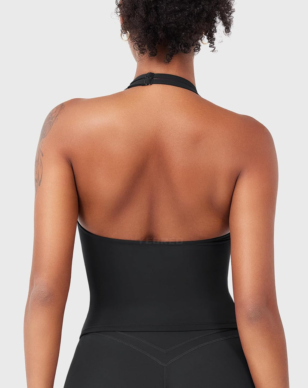 YEOREO Women's Halter Tank Top - Padded Deep V Neck Strappy Workout Camisole | Longline Backless Design