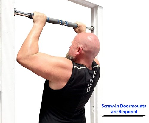 GF Garren Fitness Maximiza Pull Up Bar for Doorway - 27 to 39 Inches Adjustable Width Pullup Bar/Chin up Bar with 3 Sets of Screw-in Heavy-Duty Door-Mounts