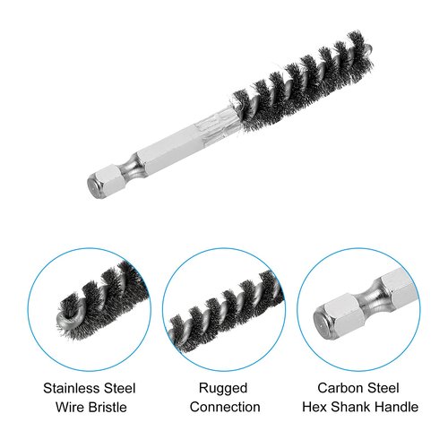 PATIKIL Golf Clubs Head Hosel Brush 0.43 Inch, 4 Pack Golf Shaft Ferrules Cleaning Tool Hex Shank Handle Electric Drill Wire Brush for Wood and Iron, Silver