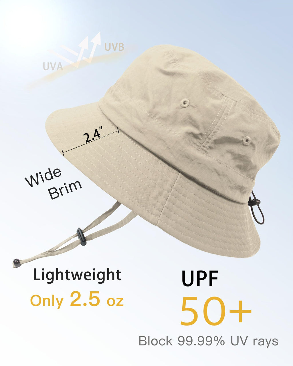 TILUYAMO Waterproof Bucket Hat Rain Hat for Women Men UV Protection Packable Sun Hat Fishing Hiking (Beige)
