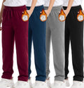 Siimcuzy 4 Pack Boys Sweatpants Fleece Lined Open Bottom Youth Athletic Jogging Track Joggers Pants with Pockets for Kids 1 Black 1 Heather Grey 1 Wine 1 Blue Medium