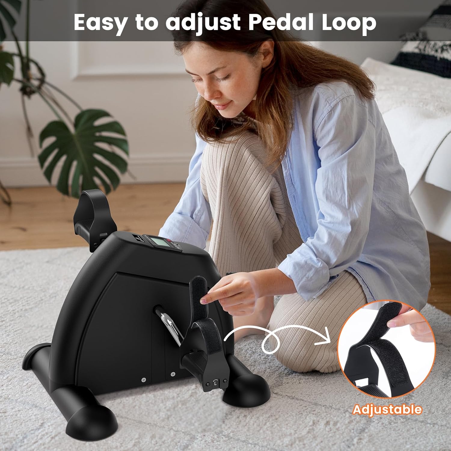 Sportneer Under Desk Bike Pedal Exerciser - Mini Portable Exercise Bike for Seniors | LCD Display, Anti-Skid Mat