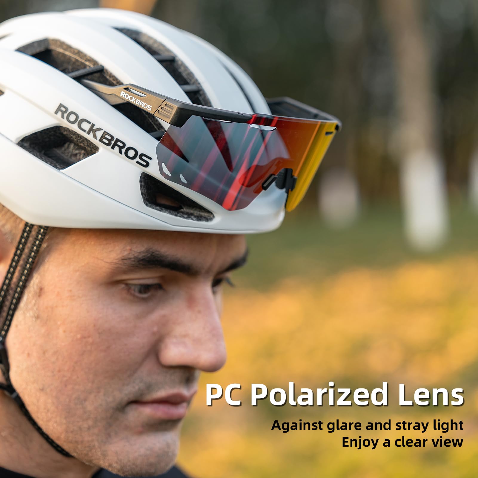 ROCKBROS Polarized Cycling Glasses, Sports Sunglasses for Men Woman, UV Protection Biking Sunglasses for Running Fishing Driving