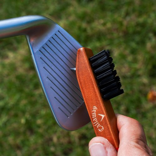 Callaway Golf Club Brush - Heritage Wood Design with Groove Cleaner for Optimal Performance