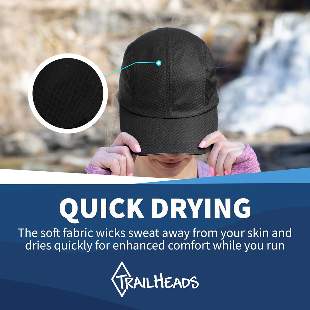 TrailHeads Women's Running Cap - Lightweight Quick-Drying Mesh Hat with Reflective Trim