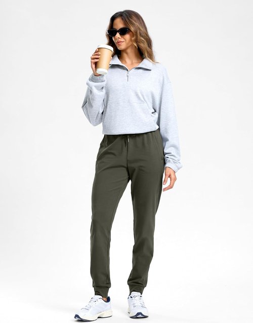 G Gradual Women's Tall Sweatpants - Cotton Joggers with Zipper Pockets | 30"/32"/34" Inseam
