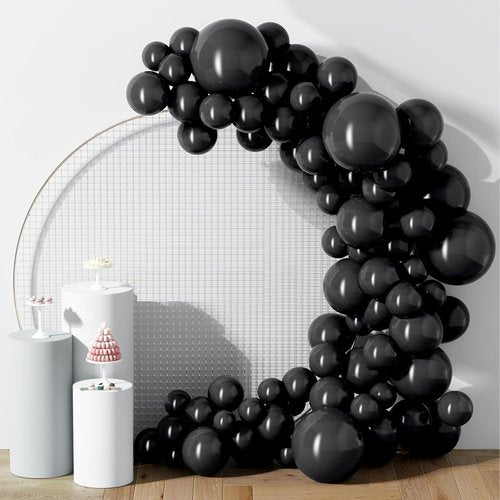 DECOCKRAT Black Latex Balloons Set - 130PCS in Various Sizes (5-18 Inch) for Parties & Celebrations
