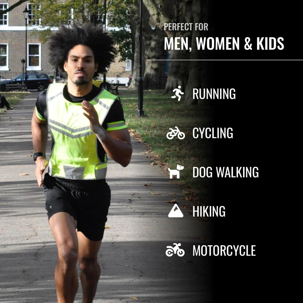 Skiennix Reflective Running Vest - High Visibility with Pocket & 2 Bands for Night Safety