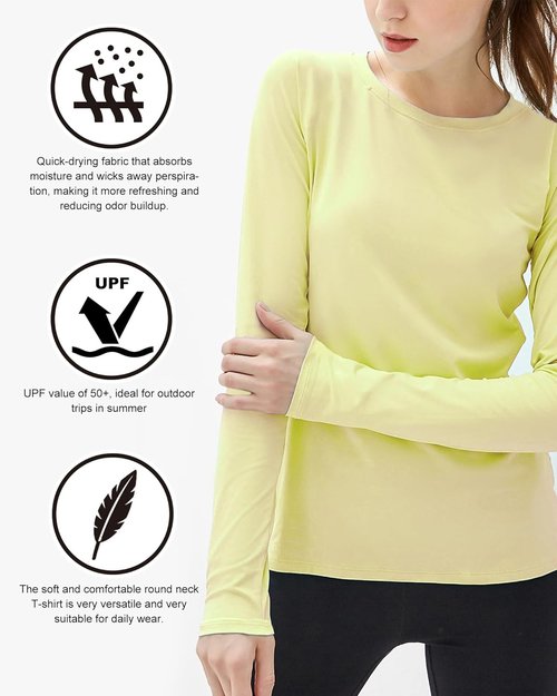 Isnowood Women's Sun Protection Long Sleeve Shirt - UPF 50+ UV Rash Guard for Hiking & Running