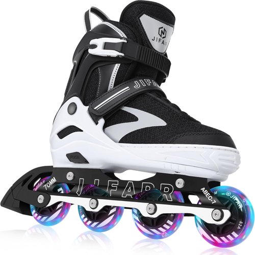 JIFAR Adjustable Inline Skates for Teens and Adults, Light Up Wheels Roller Blades, Large Size for Women 5–8 Men 4–7, Outdoor Inline Skates for Beginners