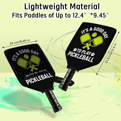 Funky Qiu 2PCS Pickleball Paddle Covers Case - Elongated Protective Paddle Case for Rackets Zipper Racket Sleeve with Mesh Pocket Protective Bag,Pickleball Accessories(Love Pickleball)
