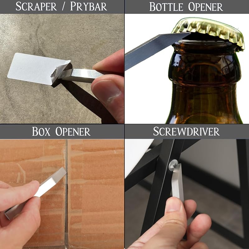 Heavenly Metals Titanium Pry Bar Keychain Mini Tool – 2 Pack, 2.7in, Includes Screwdriver & Bottle Opener