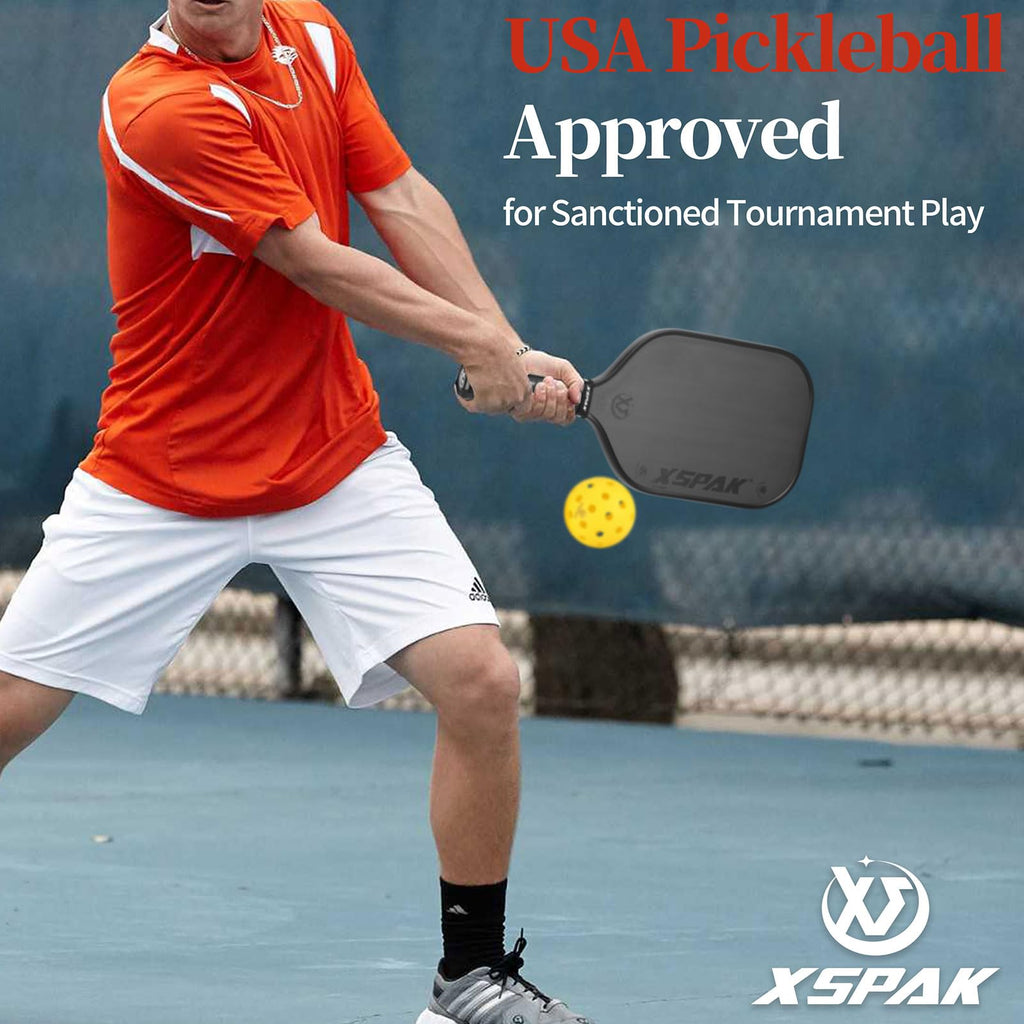XS XSPAK USAPA Carbon Fiber Pickleball Paddle - World Champion Surface Technology Options Pickleball Racket - Tournament Edition - Polypropylene Honeycomb Paddle with Cushion Comfort Grip