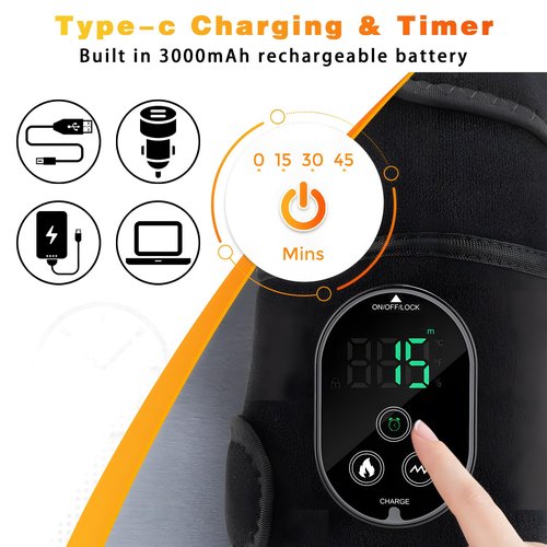 Atlodas Knee Heating Pad, Knee Massager with Heat and Vibration, Heating Pad for Knee, Massage Heated Knee Brace Wrap for Shoulder Elbow Knee, Keep Knee Warmer Stress Relief