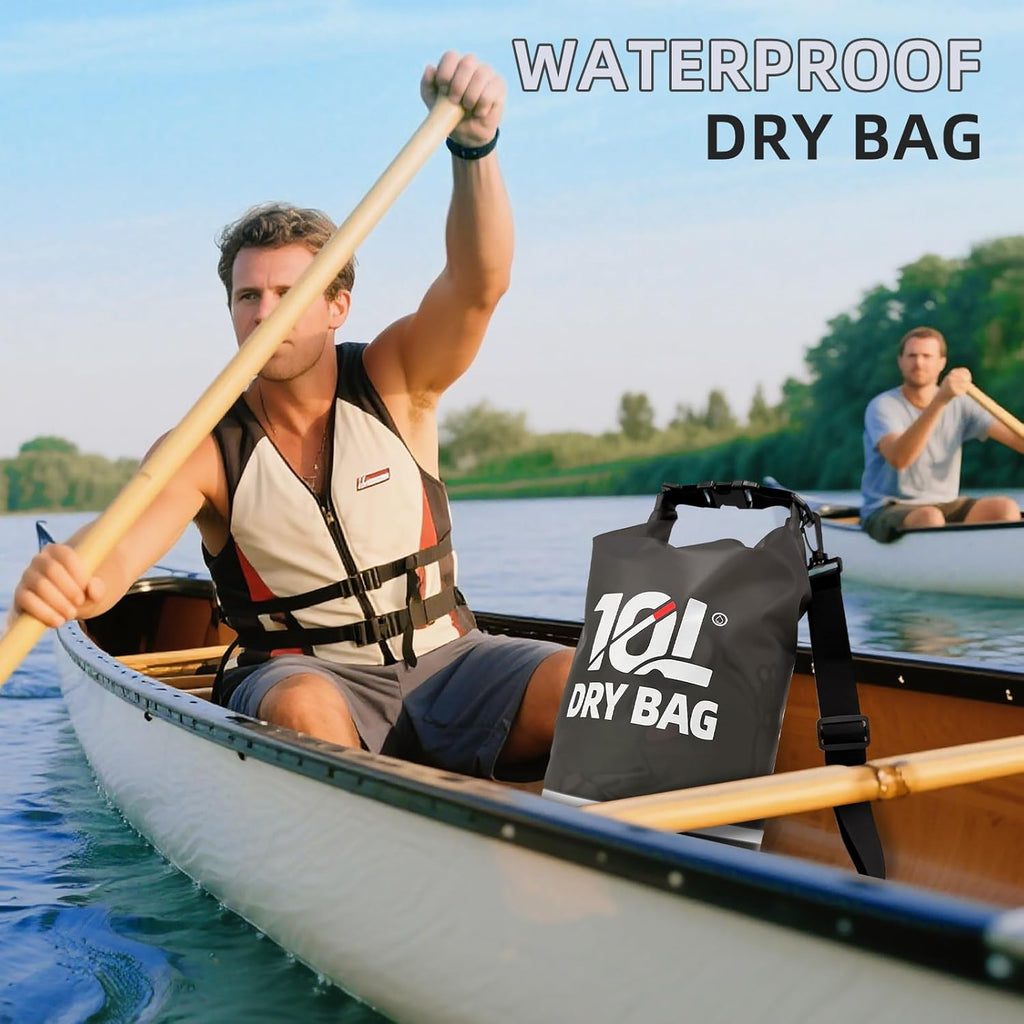 Skiennix Waterproof Dry Bag - 10L Lightweight Roll Top Backpack with Reflective Design & Phone Pouch