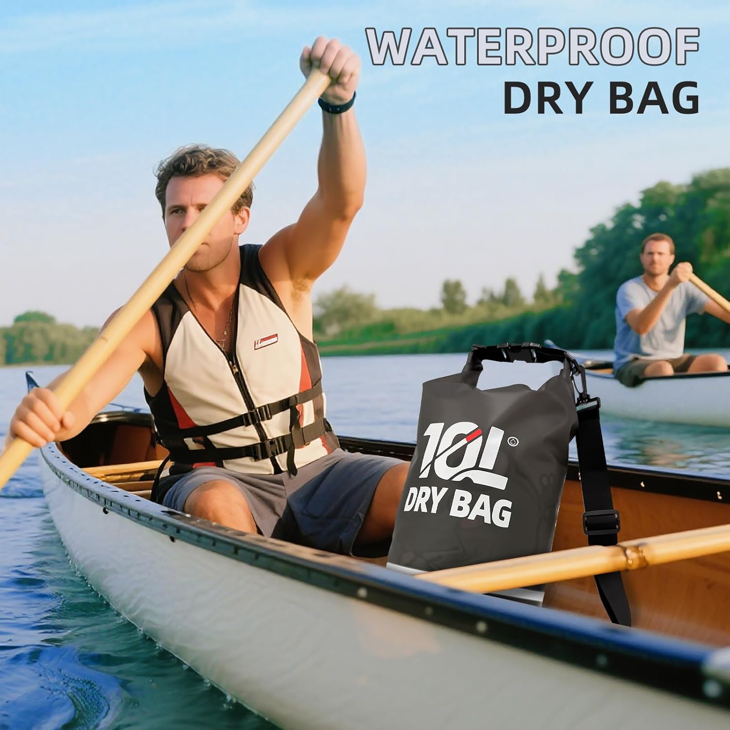 Skiennix Waterproof Dry Bag - 10L Lightweight Roll Top Backpack with Reflective Design & Phone Pouch