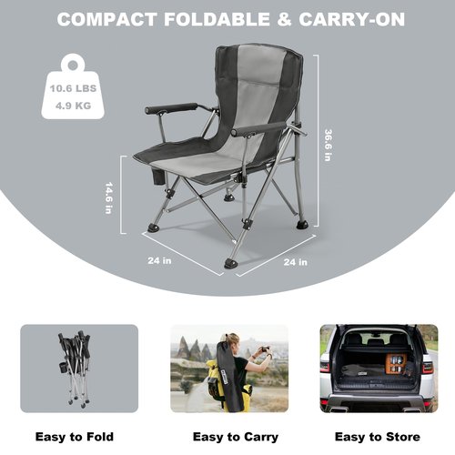 WILDROOTS Heavy Duty Camping Chair, Durable Padded Folding Chair