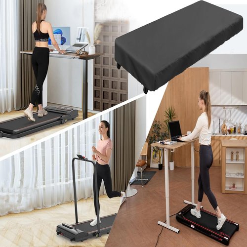 Under Desk Treadmill Cover, Waterproof and Dustproof Walking Pad Cover Fit for 48"-56" Inch Portable Folding Treadmills Home & Office UV Protection Walking Pad Treadmill Covers (Black)-55" Lx28 Wx6 H