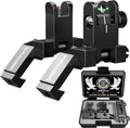 Classic 45 Degree Offset Iron Sights - Tool-Free Adjustable Flip Up Fiber Optic with Red & Green Dots