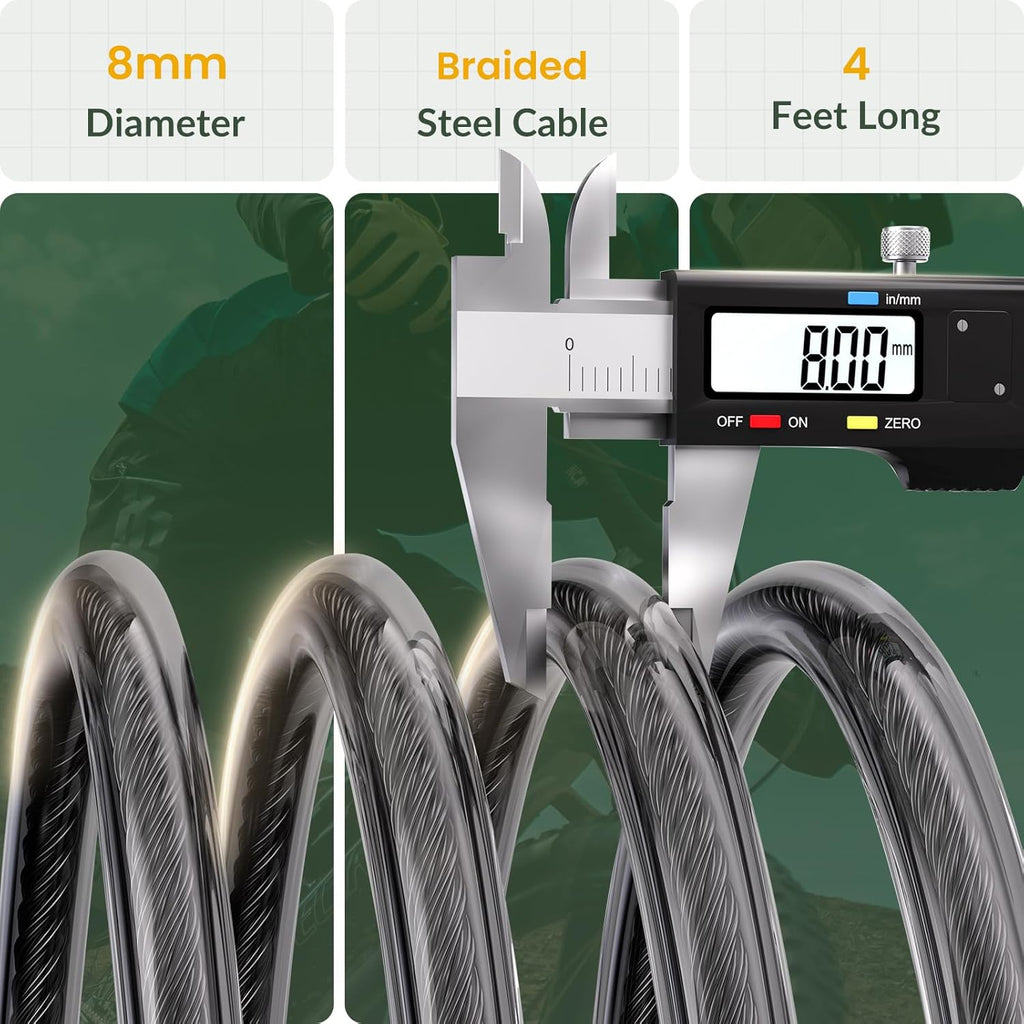 Titanker Bike Lock Cable - 4 Feet Self-Coiling Combination Lock for Kids | Black 5/16 Inch Diameter
