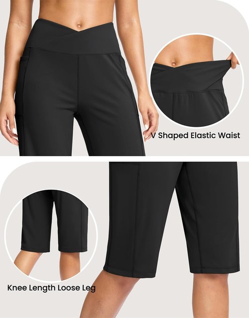 G Gradual Women's Bermuda Shorts - High Waisted, Knee Length, Stretchy Athletic Shorts with Pockets | Casual Summer Wear